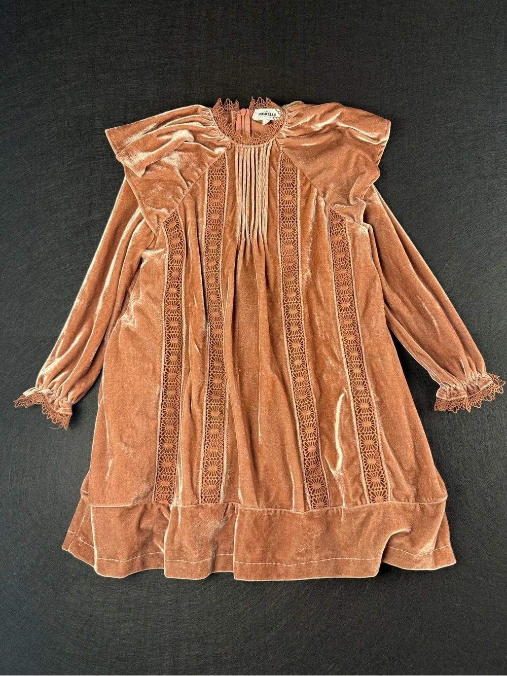 The Umbrella Academy Girls Size 6 Velvet Lace Ruffle Boho Dress